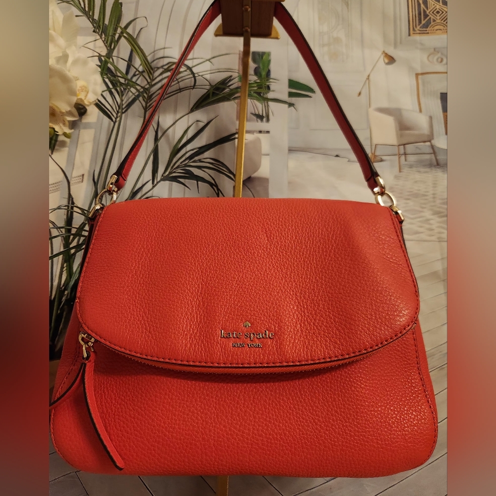Flash Sale!! Just $50!! Summer! Orange Pebbled Leather Convertible Crossbody Bag - Picture 16 of 16